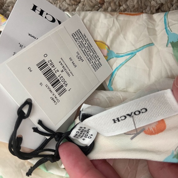 Coach Printed Tie Neck Pleated Dress Spring 2021 Size 10 - Picture 10 of 11